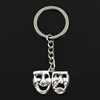 Fashion 30mm Key Ring Metal Key Chain Keychain Jewelry Antique Bronze Silver Color Plated Comedy Tragedy Masks 31x23mm Pendant ► Photo 1/5