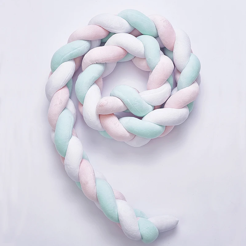 200cm Baby Bed Bumper Four Ply Knot Handmade Long Knotted Braid Weaving Plush Baby Crib Protector Infant Knot Pillow Room Decor 200cm Baby Bed Bumper Four Ply Knot Handmade Long Knotted Braid Weaving Plush Baby Crib Protector Infant Knot Pillow Room Decor