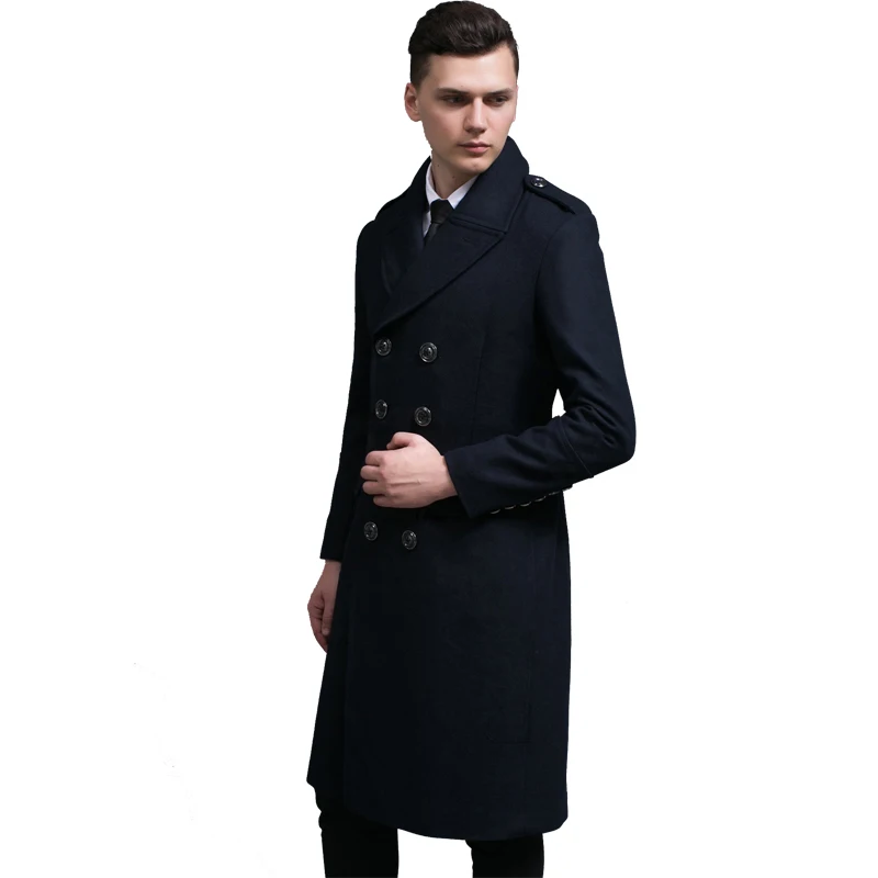 Hot Brand Men s Wool Trench Coat Men Double Breasted Windbreaker Coats male Casual lapel Autumn