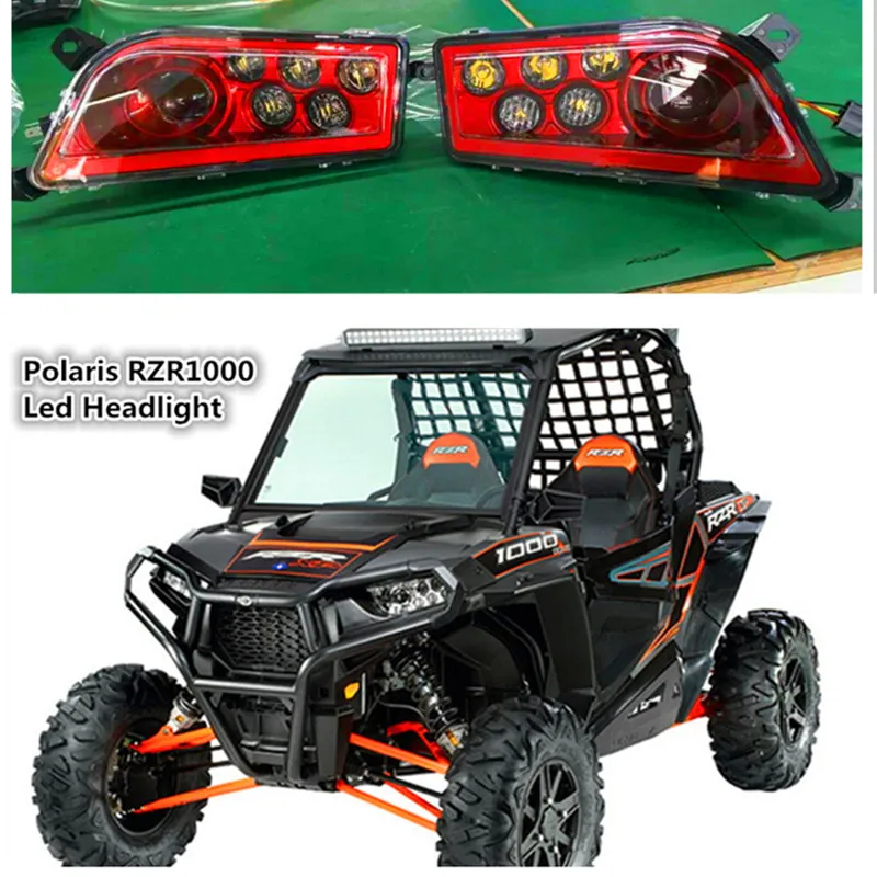 Red Polaris RZR Accessories UTV ATV LED Headlight kit Lamp for Polaris Razor 1000 2014-2016 RZR XP 4 1000 2016 RZR XP 4 TURBO