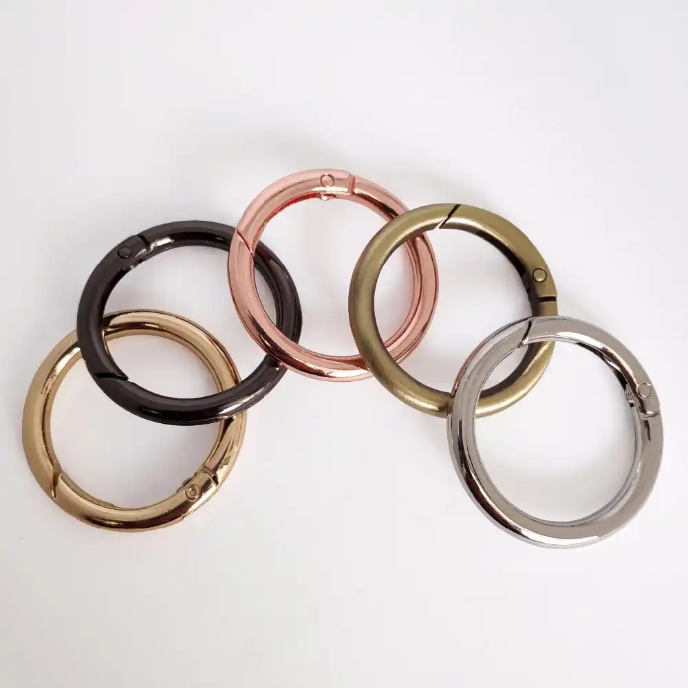 BESTZY 30PCS Snap Clip Hook Carabiner Round Spring Ring Key 33mm Round Spring Snap Clip Hooks Snap Clips Trigger Spring Keyring Buckle for Bags Purses Keychain