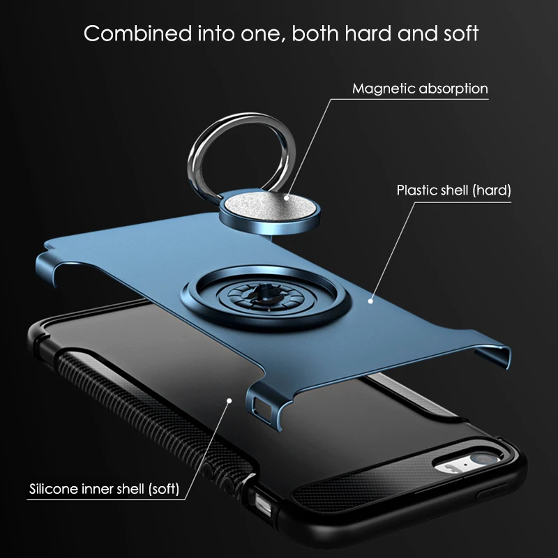VOVTA Luxury Anti-knock case for iPhone 5 5s SE  Metal Ring Bracket case Shockproof Rugged Armor Phone Cover for iPhone5 5S SE3