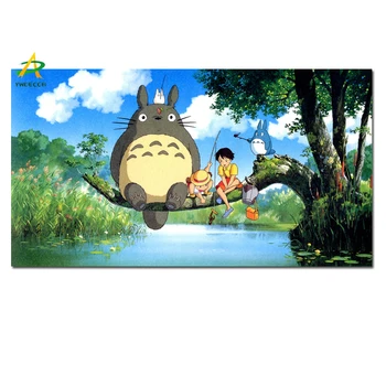 

YWDECPR HD Print Hayao Miyazaki Animation Ghibli Totoro on Canvas Wall Painting Modern Cartoon Wall Picture For Kids Room Decor