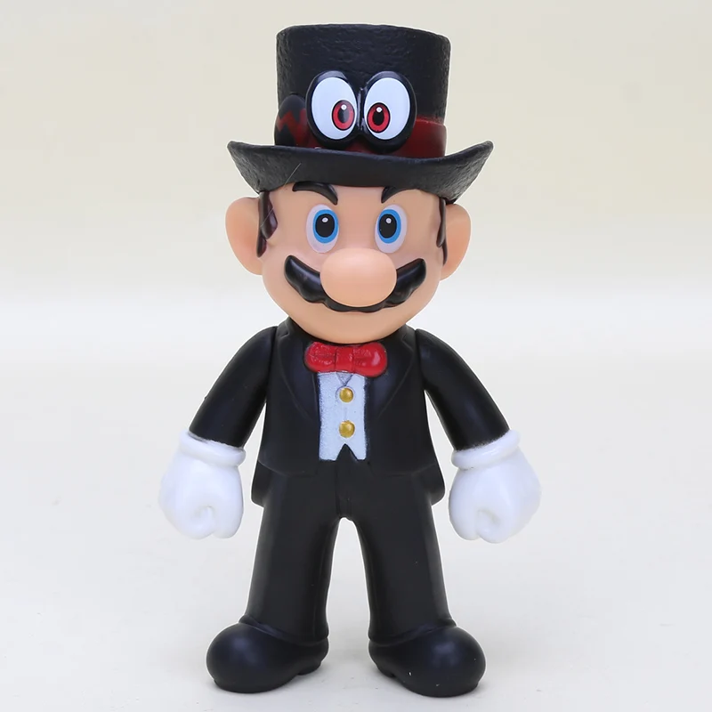 black eye hat mario 13 см Фигурки "Супер Марио" игрушки Super Mario Bros Bowser Luigi Koopa Yoshi Mario Maker Odyssey ПВХ фигурка модель куклы игрушки - Цвет: black eye hat mario