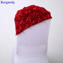 Burgandy цвет свадебный стул створки Вышивка с розами розы лайкра стул декоративные чехлы для стульев капюшон крышка подходит все