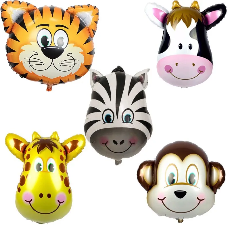 

1pcs New Style Large Monkey Tiger Zebra Deer Cow Head Helium Foil Balloons Birthday Party Animal Air Balloons Animal Theme Party