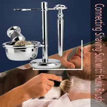 Ретро набор ручной бритвы, бритва, щетка для бритья, кисточка для бритья, портативная, для путешествий, прочная, 4 комплекта