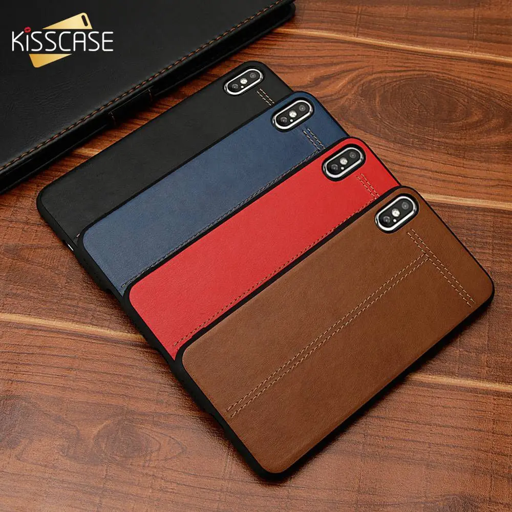 KISSCASE Vintage PU Leather Phone Case For iPhone XS MAX XR Hard Business Original Design Cover iPhone7 Plus 8 Capinhas |