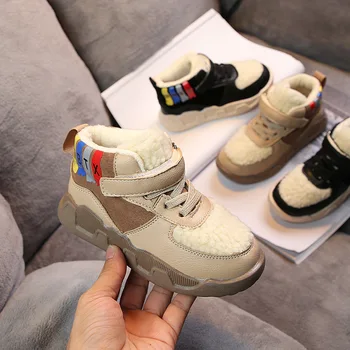 

2019 autumn and winter new children's warm shoes and velvet high-top sports shoes boys cotton shoes