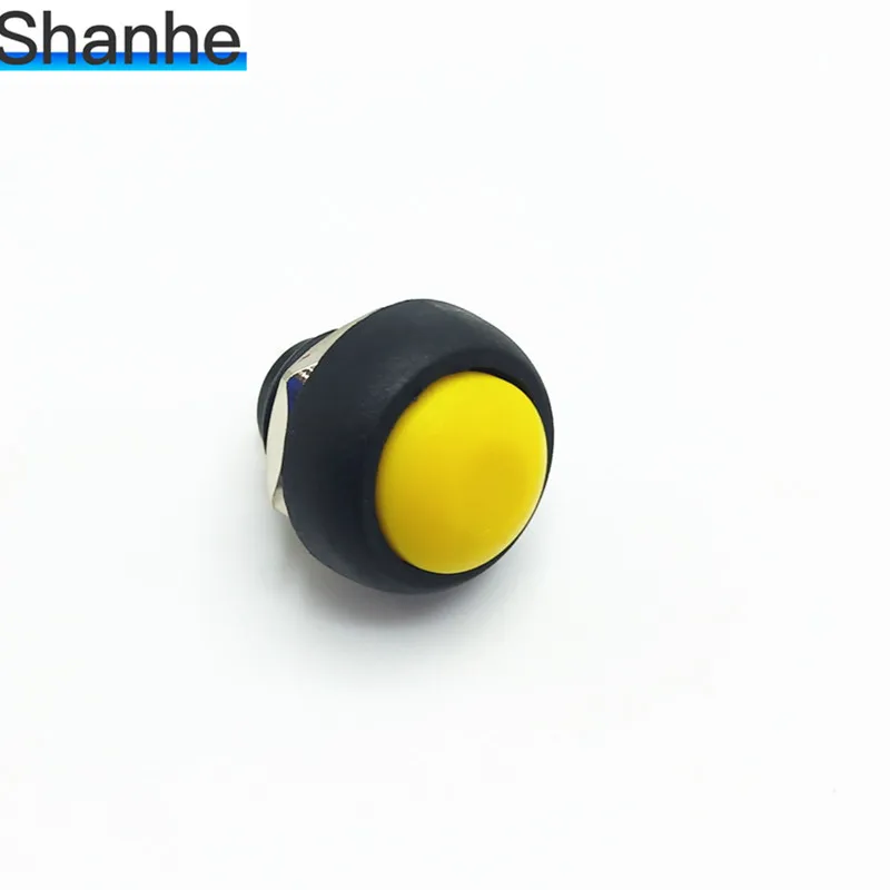 1 шт. DIY мини 12 мм Мгновенный водонепроницаемый кнопочный переключатель рог синий белый зеленый красный желтый черный 1A 250 В самосброс - Цвет: Цвет: желтый