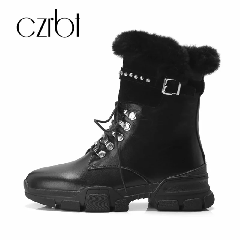 

CZRBT winter new Martin boots women's shoes cowhide thermal belt women's boots anti-slippery wear-resistant casual snow boots