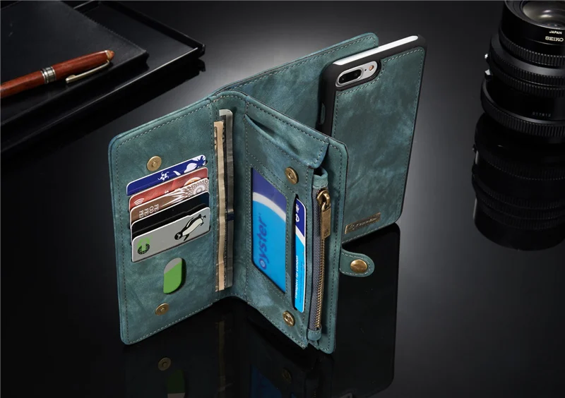 Роскошный кожаный чехол-книжка в стиле ретро для iPhone XS Max XR X 8 7 6 6S Plus, слот для карт, чехол-кошелек 2 в 1, съемный чехол для телефона Магнитный