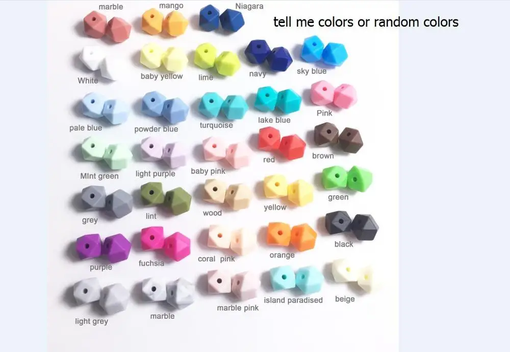 100pc Hexagon Silicone Beads Teething Baby Chewing Bead Teeth Necklace Bead Diy Chewable Silicone Mini Geometric bead 