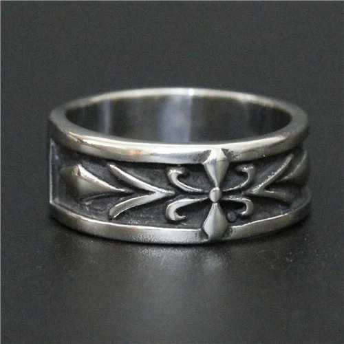 

Fleur De Lis Band Ring 316L Stainless Steel Fashion Jewelry New Gothic Style Unisex Flower Ring