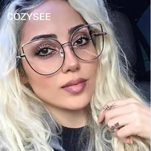 Трендовые сексуальные женские очки кошачий глаз металлическая оправа уникальные крутые женские прозрачные линзы, очки негабаритная оптика очки для женщин