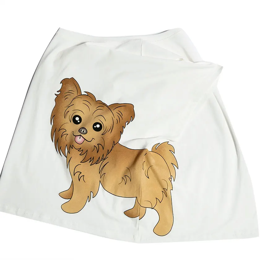 Женский милый пижамный комплект с принтом собаки, комплект из 2 предметов: топ+ шорты с эластичной резинкой на талии, свободный топ, белая Домашняя одежда S93017Z