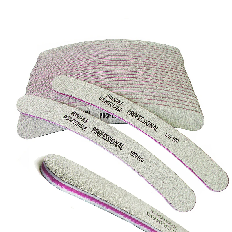50Pcs/lot Professional Nail Files Nail Buffer Buffing Slim Crescent Grit Nail makeup Tools