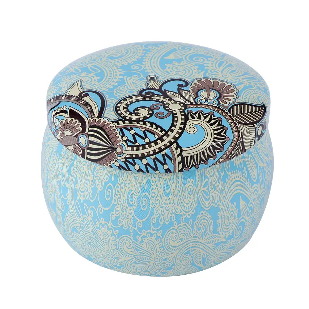 Small Tin Boxes Baking Cookie Tea Packaging Round Drum Tinplate Candy Tin Case