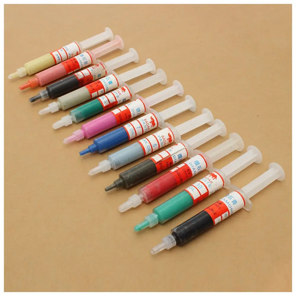 12Pcs Diamond Polishing Lapping Paste Compound Syringes 0.5-40 Micrometer 5