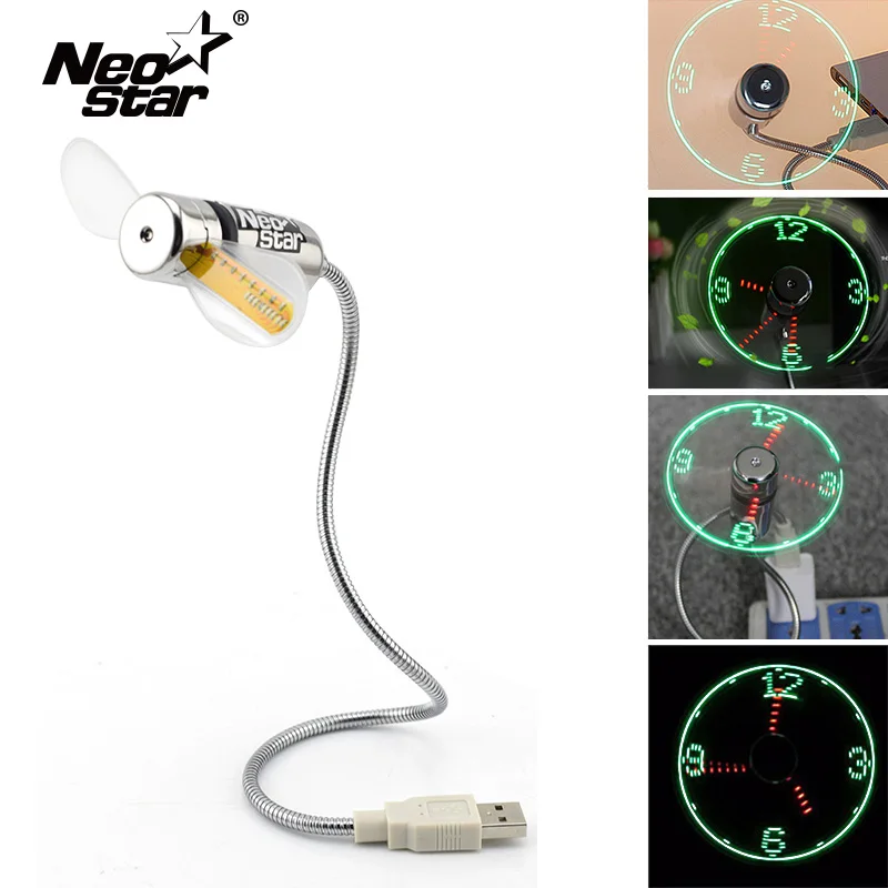 Mini Fan for Laptop and PC Light Display Time USB LED Clock Fan with Clock