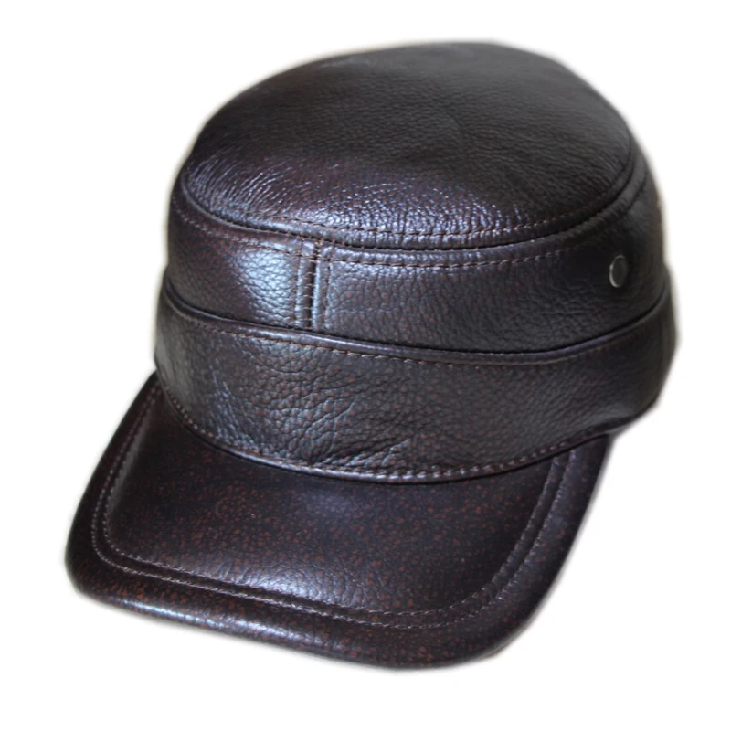 

Sell Popular Genuine Leather Caps Winter Warm Hats Adjustable Ear Protect Premium Quality Hat Cap Free Shipping