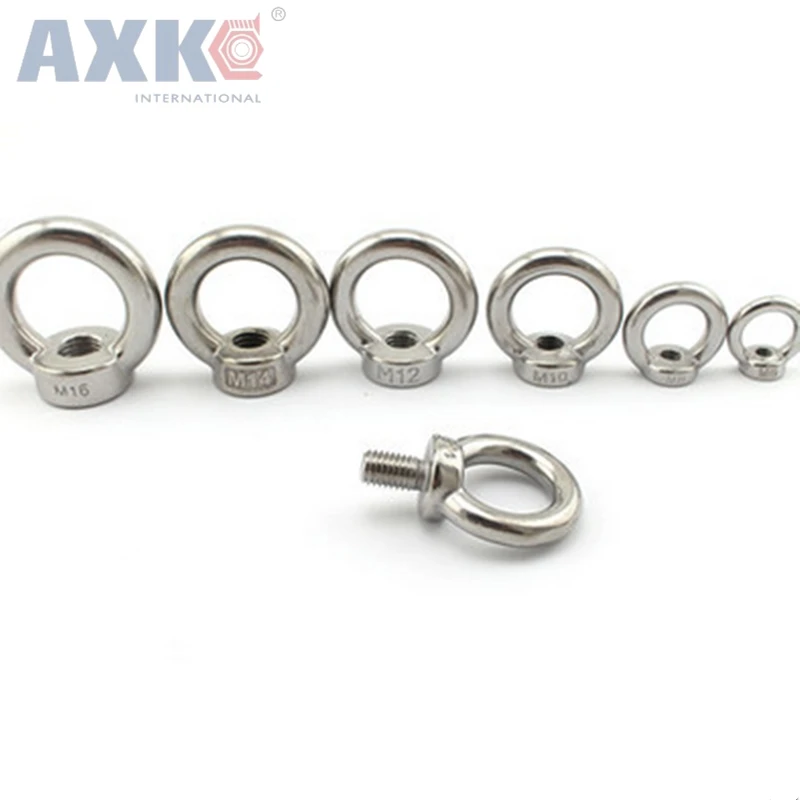 

AXK 20pcs/lots M10*18 304 Stainless Steel Lifting Eye Bolts Round Ring Hook Bolt