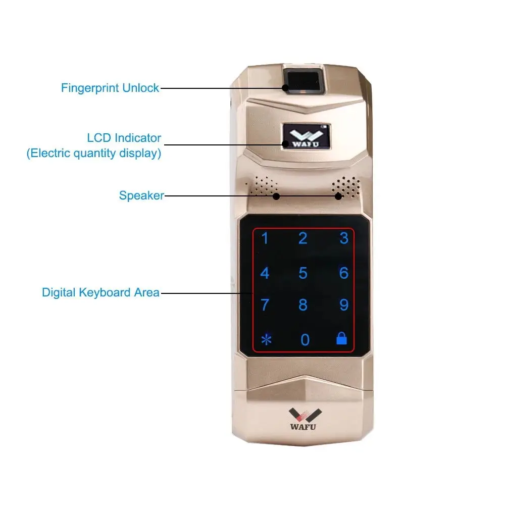 WAFU беспроводной умный Невидимый отпечаток пальца Дистанционное запирание Keyless Entry дверной кодовый замок противоугонные замки с панель дверного замка для отпечатка пальца