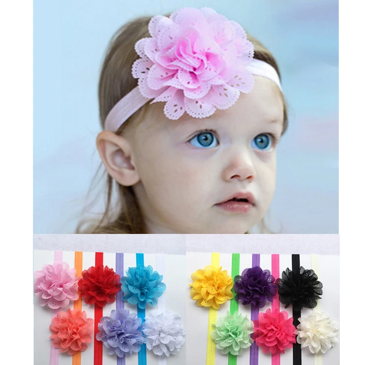 wholesale 24pcs/lot baby kids infant eyelet hollow out chiffon flower