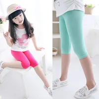 3-10years Girls Knee Length Kid Fifth Pants Candy Color Children Cropped Clothing Spring-Summer All-matches Bottoms Leggings 6