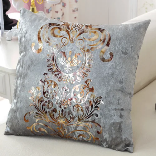 Европейский стиль Роскошная бронзовая Подушка Чехол для подушки Золотой пинт велюровый чехол для подушки обеденный стол стул диван домашний декор - Цвет: Grey