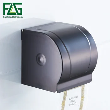 

FLG Toilet Paper Holder Rack Wall Mounted Space Aluminum Black Toilet Paper Box Bathroom Accessories