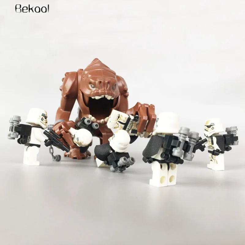 

BRAND NEW STAR WARS 1PCS Rancor or DEWBACK 6PCS STORM CLONE TROOPER SET Compatible bricks Rancor Pit 75005 building blockstoys