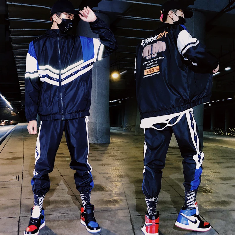 2 Pieces Sets Men Color Block Patchwork Jacket And Loose Fit Elastic Waist Pants Hip Hop Mens Tracksuit Sweatsuits Streetwear 2 Pieces Sets Men Color Block Patchwork Jacket And Loose Fit Elastic Waist Pants Hip Hop Mens Tracksuit Sweatsuits Streetwear