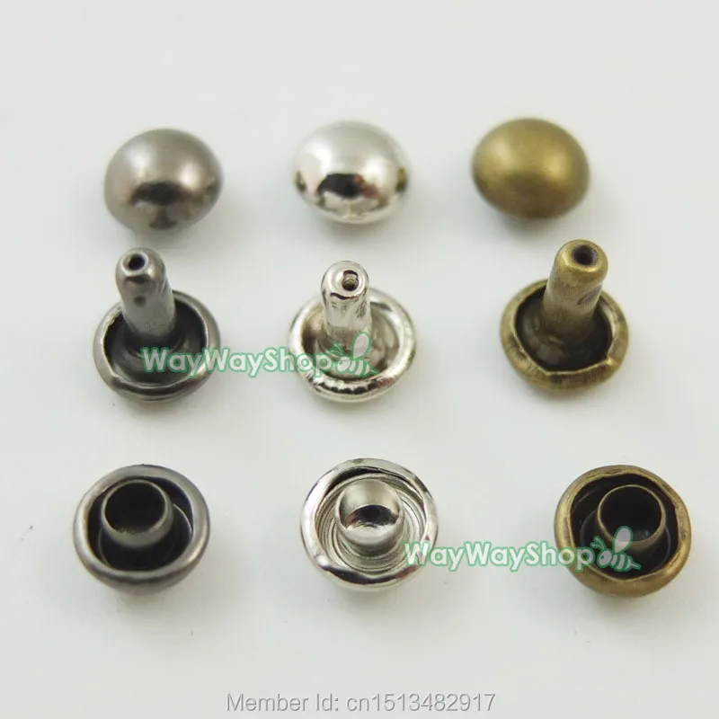 200 sets 1/4'' 6mm Round Double Cap Rapid Stud Rivet for Leather Craft ...