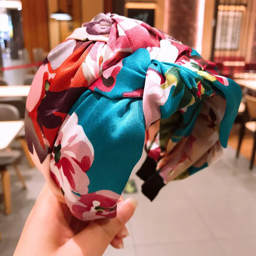 

1PC Bohemia Floral Print Cross Knot Hair Band For Women Girls Sport Yoga Headband Wide Brim Headwear Fashion Hair Accessories