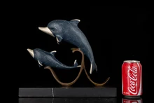 Brass Bronze Statue decoration restoring ancient dolphin animal copper art Animal tripod Home study children room hotel furnish