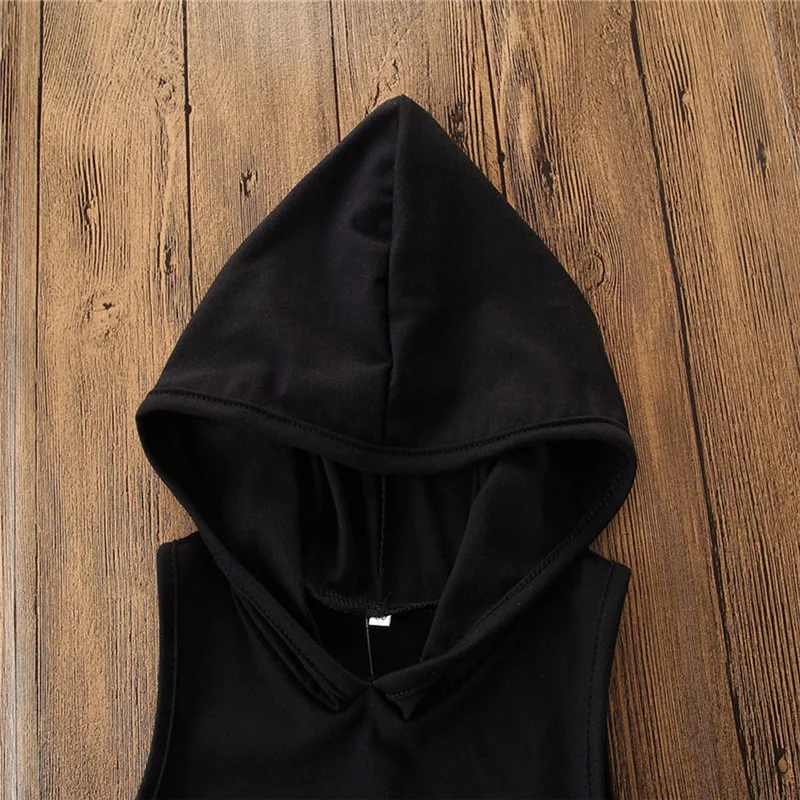 Children's clothes summer new Toddler Kids Baby Boy Outfits Letter Print Hooded Vest Tops+Camouflage Pants Set (12)