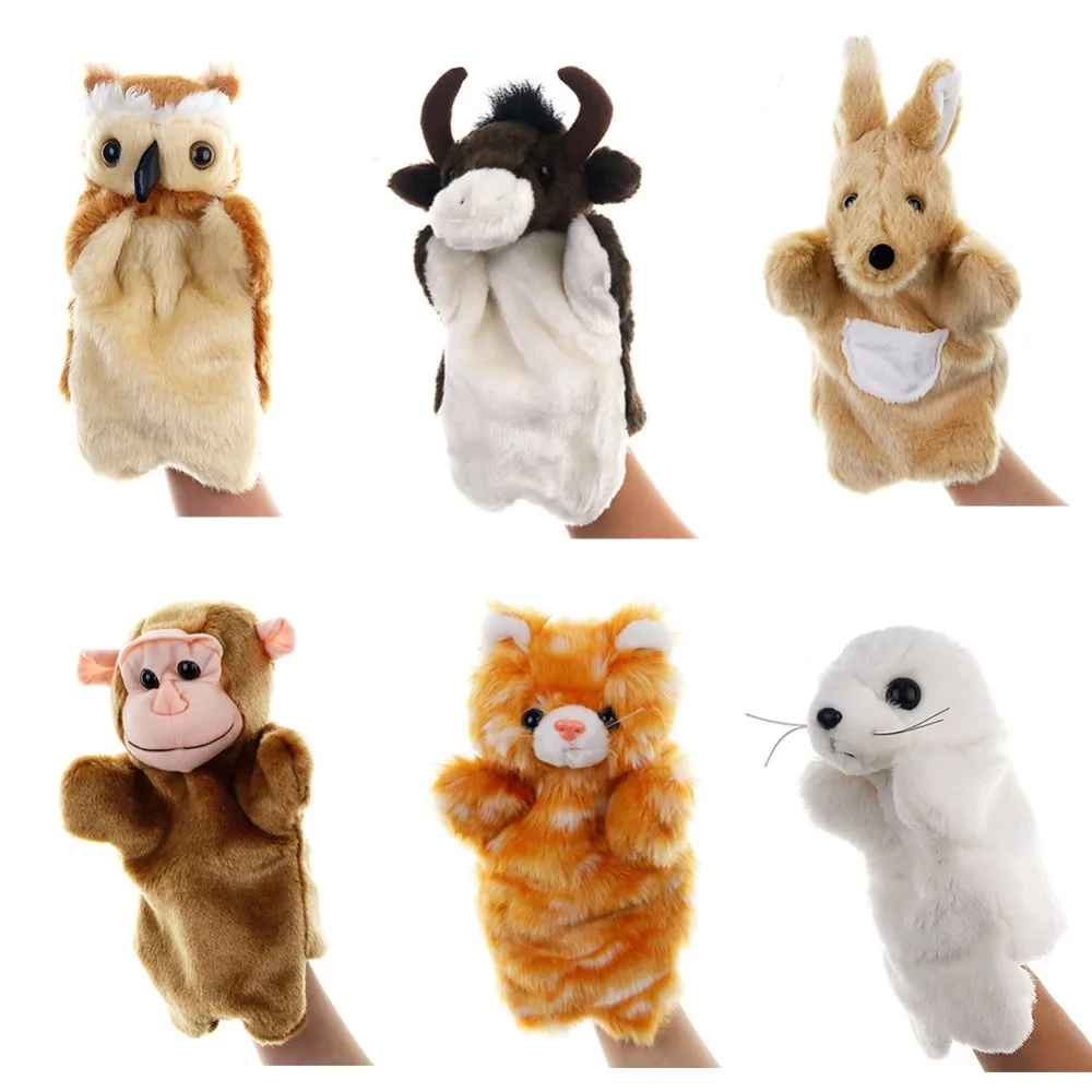 

Animal Hand Puppet Marioneta Puppet Dolls Plush Elephant Panda Cat Hand Doll Learning Baby Toys Marionetes Fantoche game props