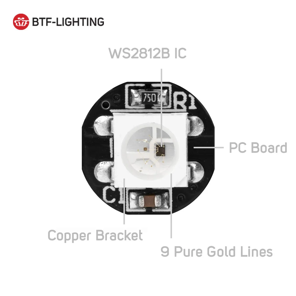 WS2812B светодиодный чип с радиатором доска 10 мм x 3 WS2811 IC WS2813 5050 SMD RGB SK6812 RGBW 100 шт. чёрно