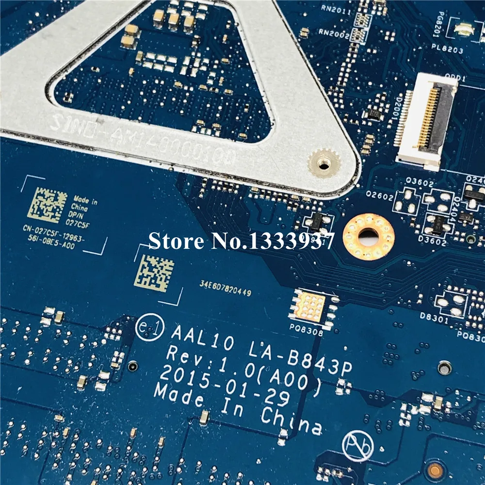 New  CN-027C5F 27C5F 027C5F laptop Motherboard for Dell Inspiron 15 5458 5558 5758 Mainboard AAL10 LA-B8