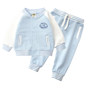 

2018 Children Baseball Suit 2-piece set Baby Boy Sports Sweater Autumn Unisex Active Print Suits cotton warm fasion outer wear