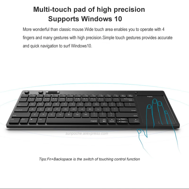 Rapoo 2.4G Wireless Keyboard with Touchpad and Independent Scroll Wheel of Mouse for Windows PC,Laptop,Smart TV,HTPC IPTV