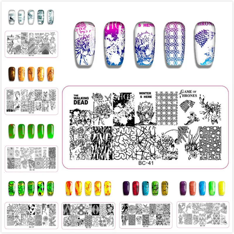 

12*6cm BC33~BC44 Series set Nail Stamping Plates DIY Image Plastic Nail Art Manicure Templates Salon Beauty Polish Tools
