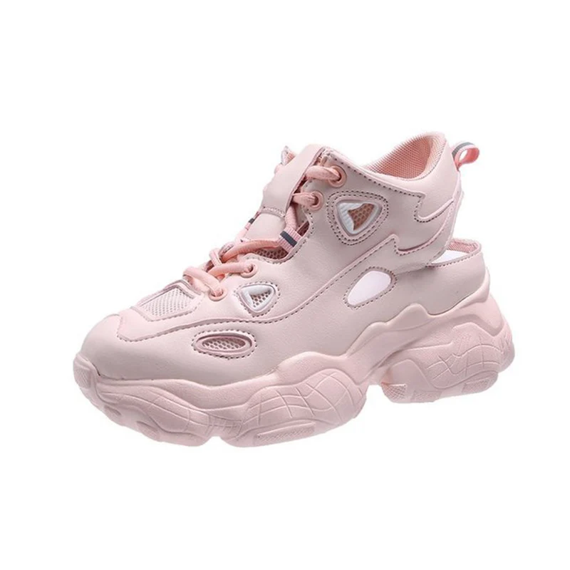 

Women's Flat Platform Sneakers Fashion Hollow Out Leather Sneakers 2019 Summer Wedges Shoes For Woman Summer Sneaker Shoes