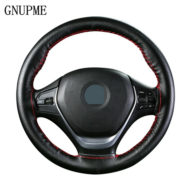 

GNUPME Hand-Stitched Steering Wheel Cover 36-40cm DIY Leather Braid on the With Needles Thread Car-Styling Steering Covers