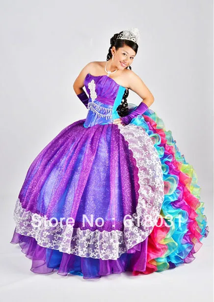 rainbow quinceanera dress