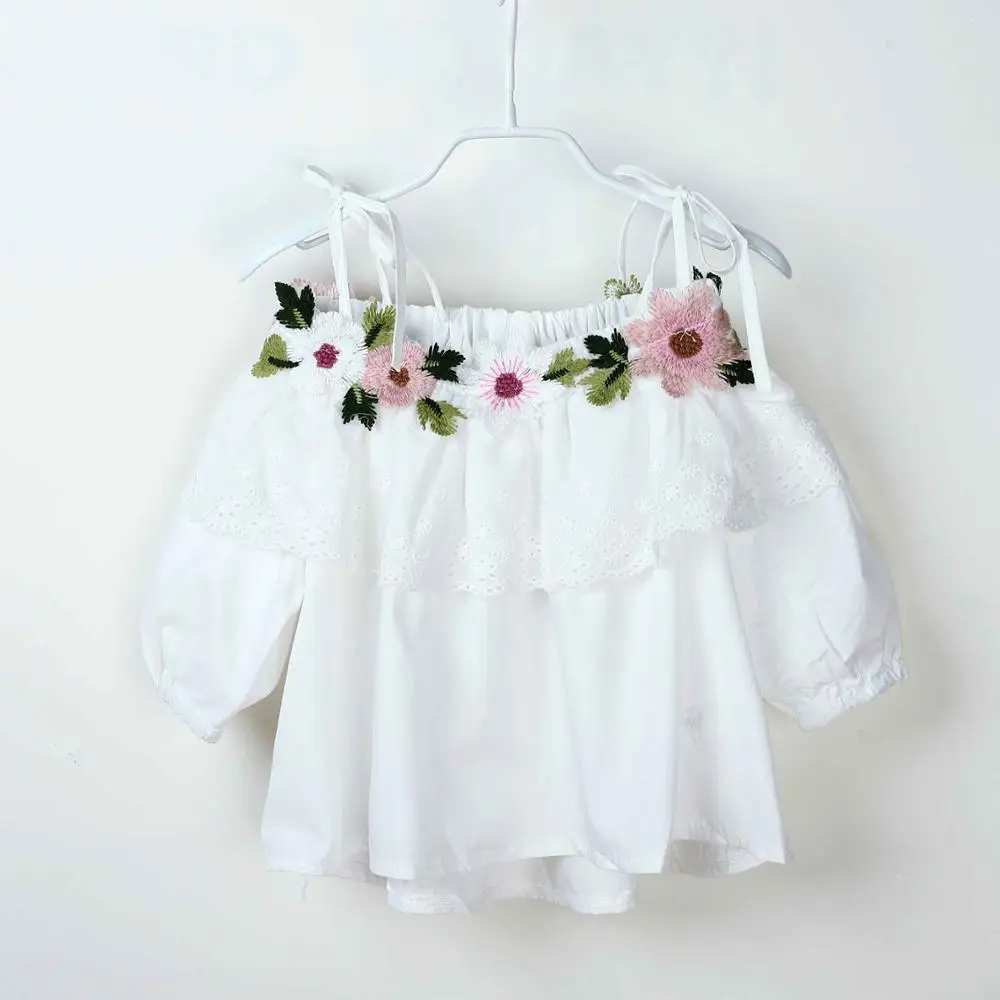 JOYHOPY/детская блузка для девочек; рубашки с цветочным принтом; детская одежда для девочек; Верхняя одежда; Весна-лето г - Цвет: White