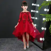 เด็กงานแต่งงานงาน Evening Party ชุดเดรสดอกไม้ Noble Burgundy Junior Bridesmaid ชุดเด็ก Communion Gowns