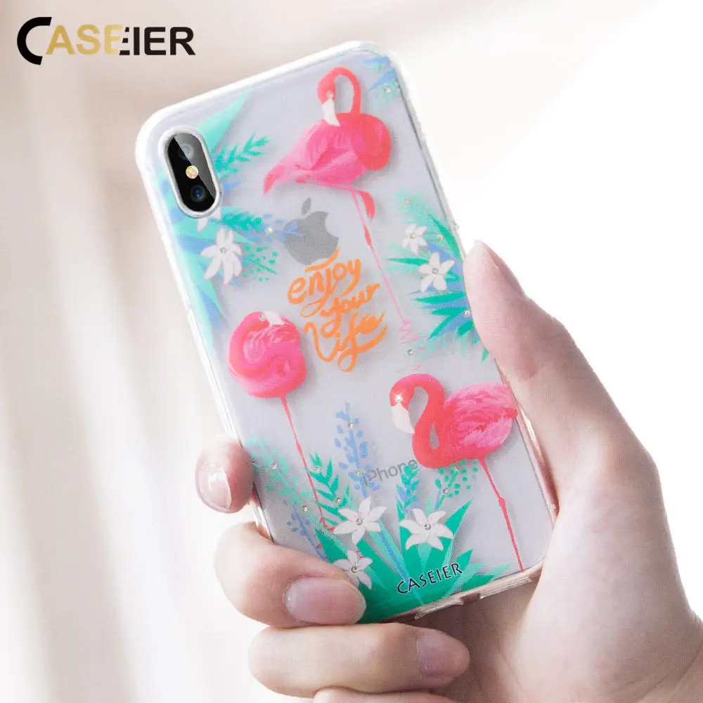Caseier чехол для iPhone X XS 8 7 Plus Шикарный из ТПУ со стразами Funda Coque 6 6s 5 5S SE чехлы |