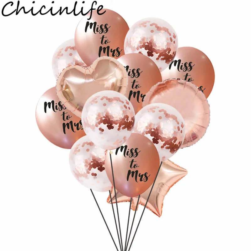 Chicinlife Rosegold Miss To Mrs латексный шар девичник вечерние свадебные украшения свадебный душ обручение воздушный шар "Конфетти"